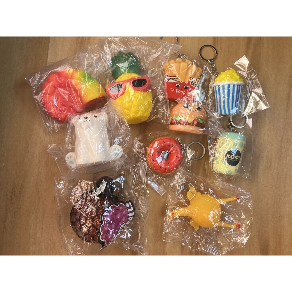 Squishies Squishy Sensory Toys + Keychain Party Favors, Food Animals Assorted